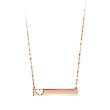 10K Rose Gold Ladies Bar Necklace - Monogram 3403