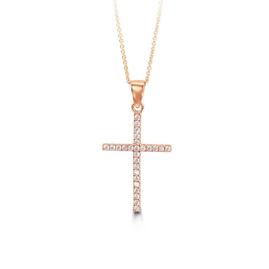 10k Yellow/White/Rose Gold CZ Cross - 6160