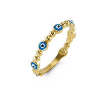 10K Yellow Gold Ring Blu Eye - 7521