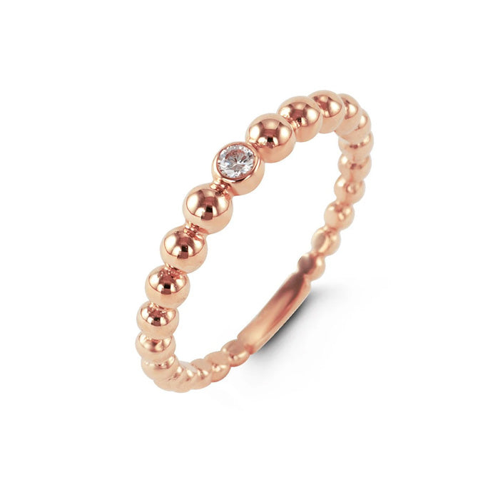 10K Rose Gold Ladies Ring with CZ-Tia 7533