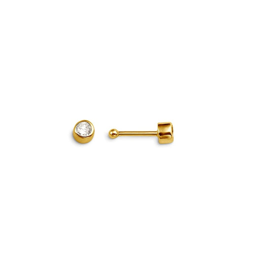 14K Y&W Gold Nose Pin with CZ - 7041