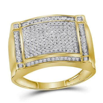 10K Gold Round Diamond Rectangle Cluster Ring - 1/2TW