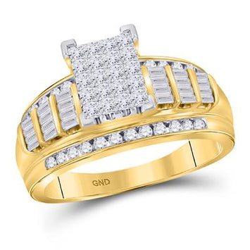 Princess Diamond Cluster Bridal Engagement Ring - 1/2TW