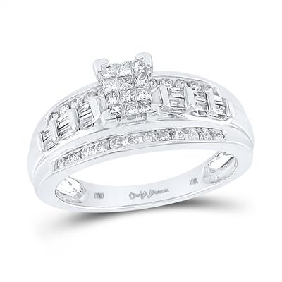 Princess Diamond Cluster Bridal Engagement Ring - 1/2TW