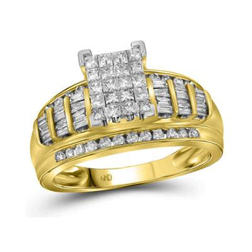 Princess Diamond Cluster Bridal Engagement Ring - 1.00TW