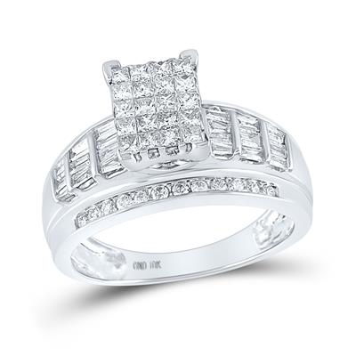 Princess Diamond Cluster Bridal Engagement Ring - 1.00TW