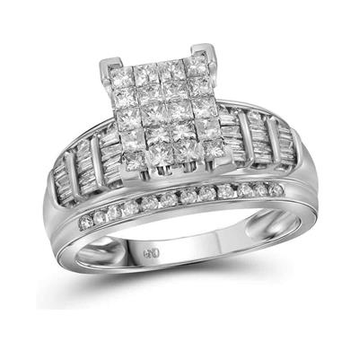 Princess Diamond Cluster Bridal Engagement Ring - 2.0TW