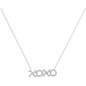 10k Gold Diamond Xoxo Hugs Kisses Letter Necklace 1/6TW