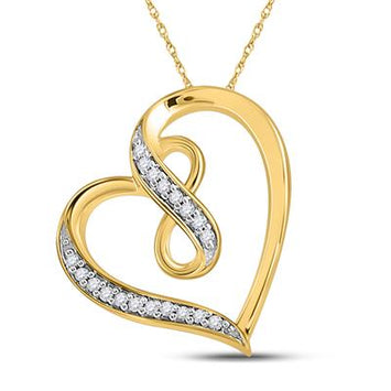 10k Gold Round Diamond Heart Infinity Pendant - 1/3TW