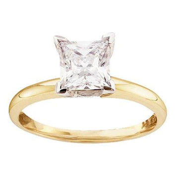 14k Yellow Gold Princess Cut Diamond Solitaire Excellent Bridal Ring - 1/4 CT (Certified)