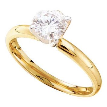 14k Yellow Gold Round Diamond Solitaire Bridal Ring - 1/4TW