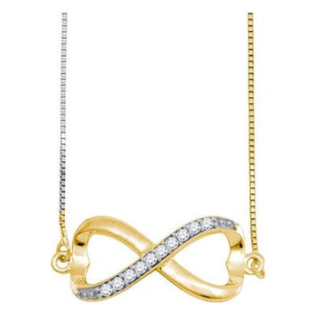 10K Gold Diamond Infinity Pendant Necklace 1/10 TW