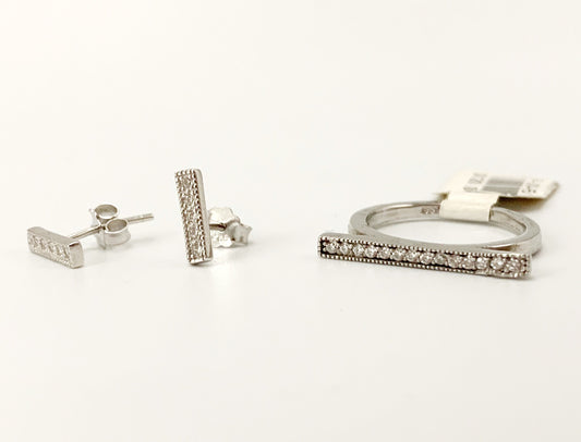 925 Sterling Silver Set Ring and Earring  R-JO-515607W