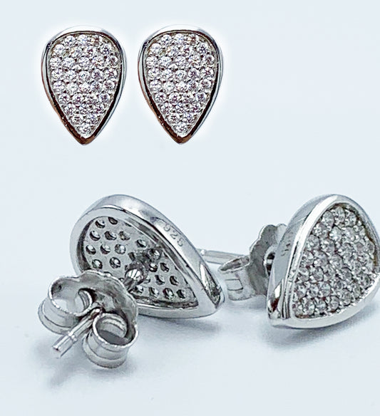 925 Sterling Silver Stud Drop Earrings CZ