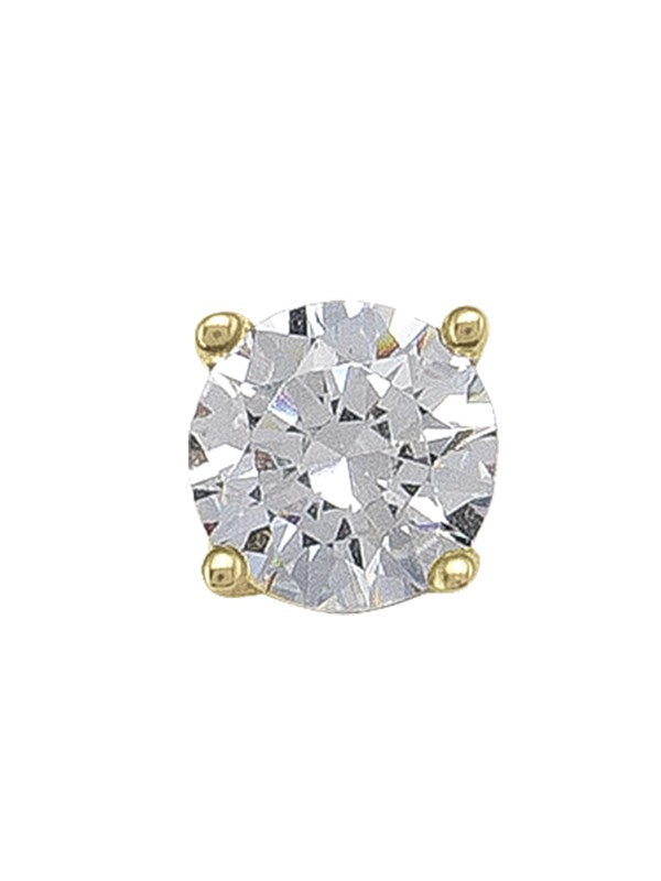 10K Yellow Gold Cubic Zirconia Stud Earrings - Round