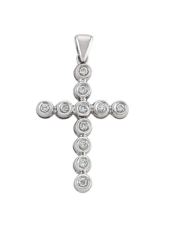 18K White Gold Diamond Cross - 08