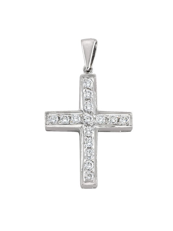 18K White Gold Diamond Cross - 11